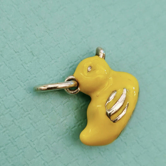 RARE Tiffany & Co. Yellow Enamel Rubber Duck Sterling Silver Charm Pendant