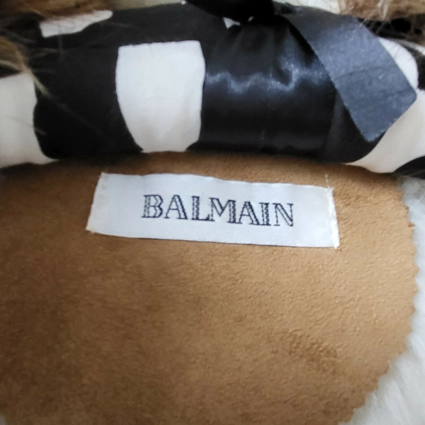Vintage BALMAIN Paris Faux Suede Fur Beige Coat 38 FR Women $4000++
