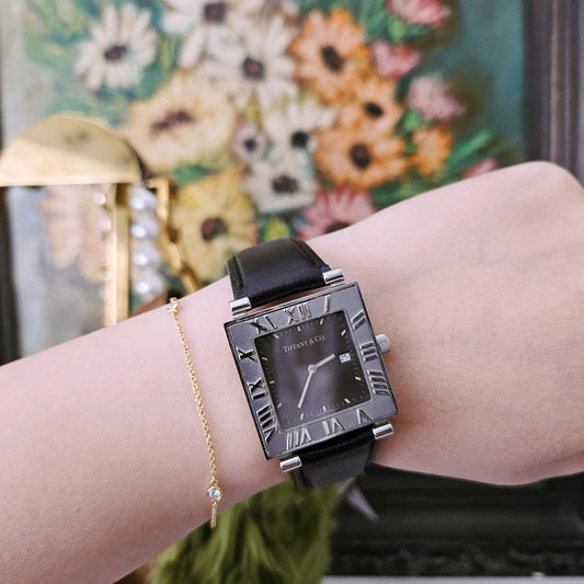 Vintage Tiffany & Co. Square Atlas Sterling Silver Swiss Made Quartz Wrist Watch