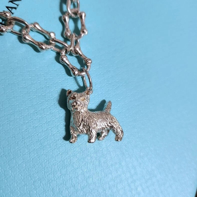 RARE Vintage Tiffany & Co. Multi Breed Dog Charm Bone Link Silver Bracelet
