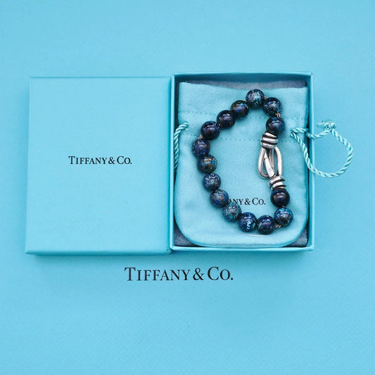 RARE Vintage Tiffany & Co. Paloma Picasso Chrysocolla Silver Knot Bead Bracelet