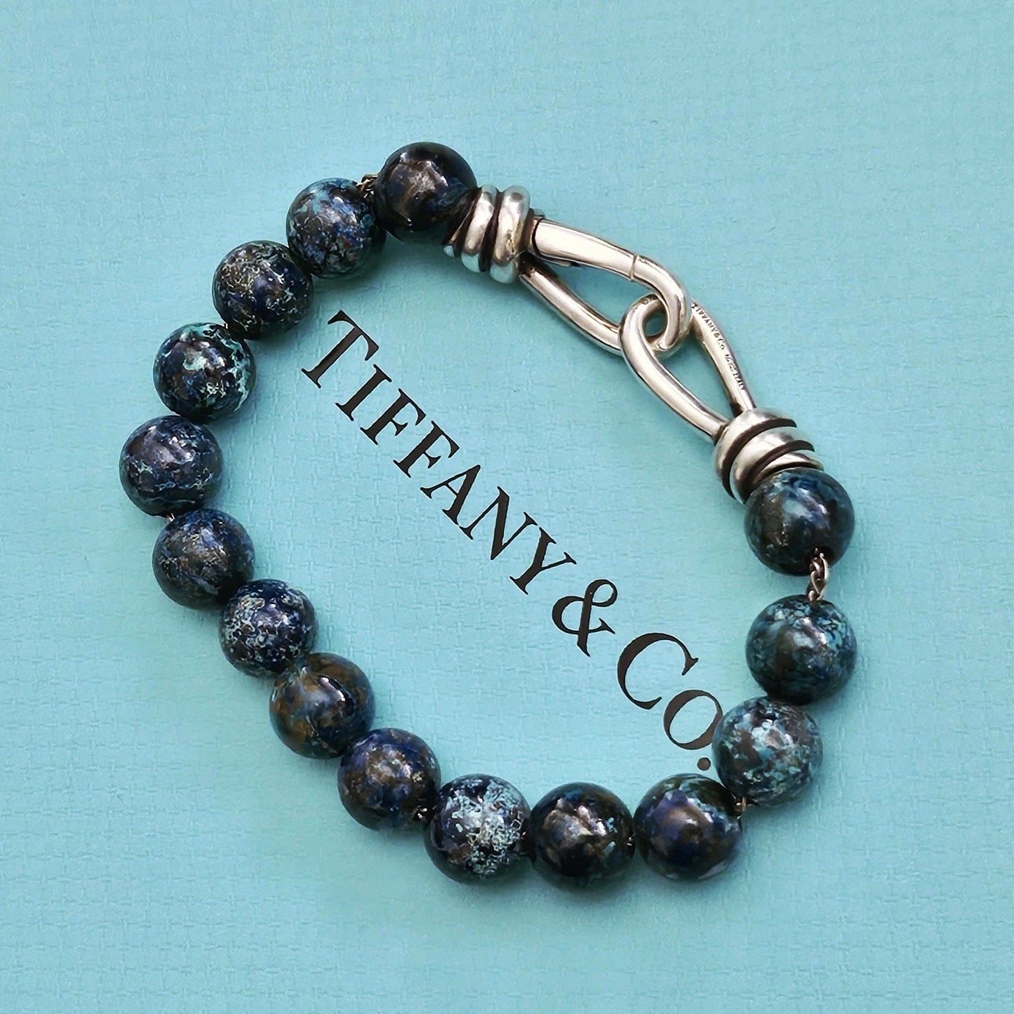 RARE Vintage Tiffany & Co. Paloma Picasso Chrysocolla Silver Knot Bead Bracelet