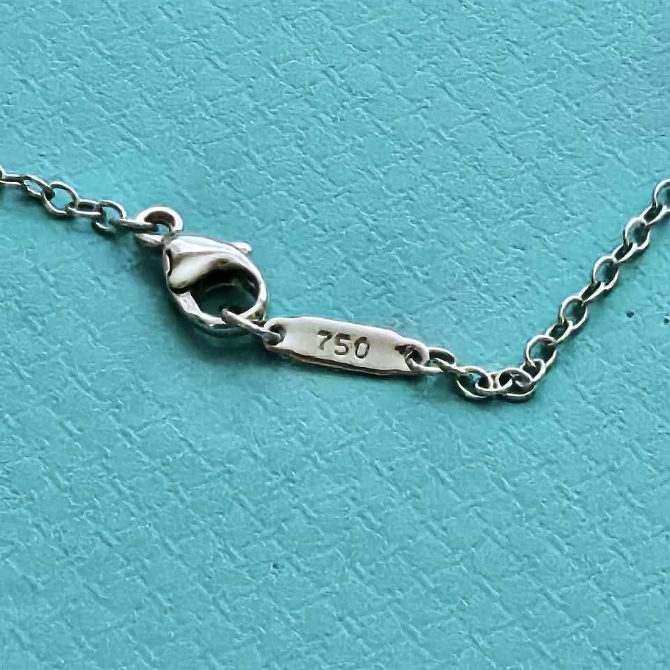 $6,000 Tiffany & Co. Bow Winged Station 0.7 CTW Diamond 18k White Gold Necklace