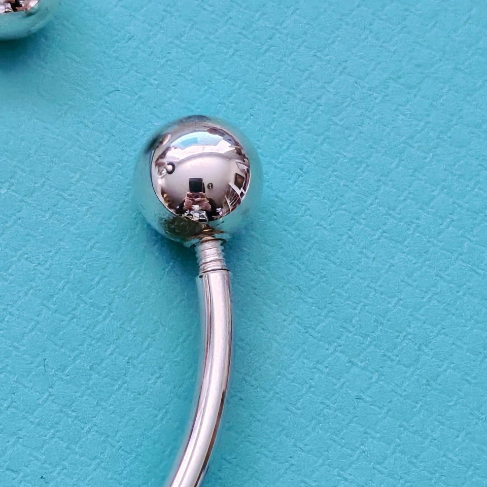 RARE Vintage Tiffany & Co. Hardwear Ball Twist Silver Wire Cuff Bracelet w Charm