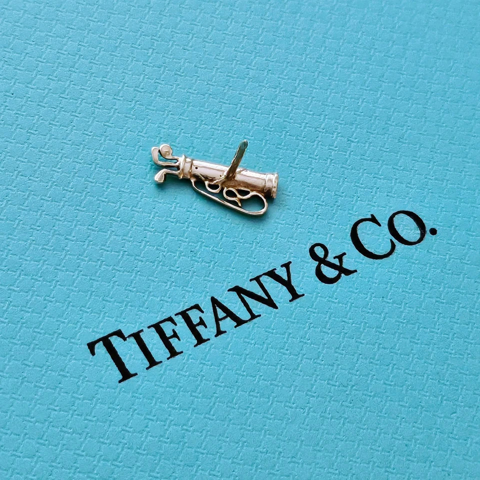 RARE Vintage Tiffany & Co. 14k Yellow Gold Enamel Golf Bag Tie Pin