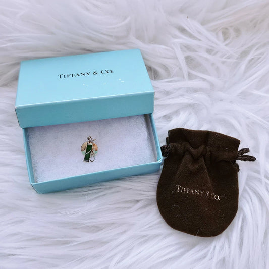 RARE Vintage Tiffany & Co. 14k Yellow Gold Enamel Golf Bag Tie Pin