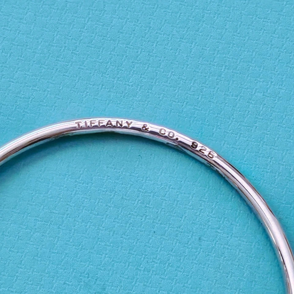RARE Vintage Tiffany & Co. Hardwear Ball Twist Silver Wire Cuff Bracelet w Charm
