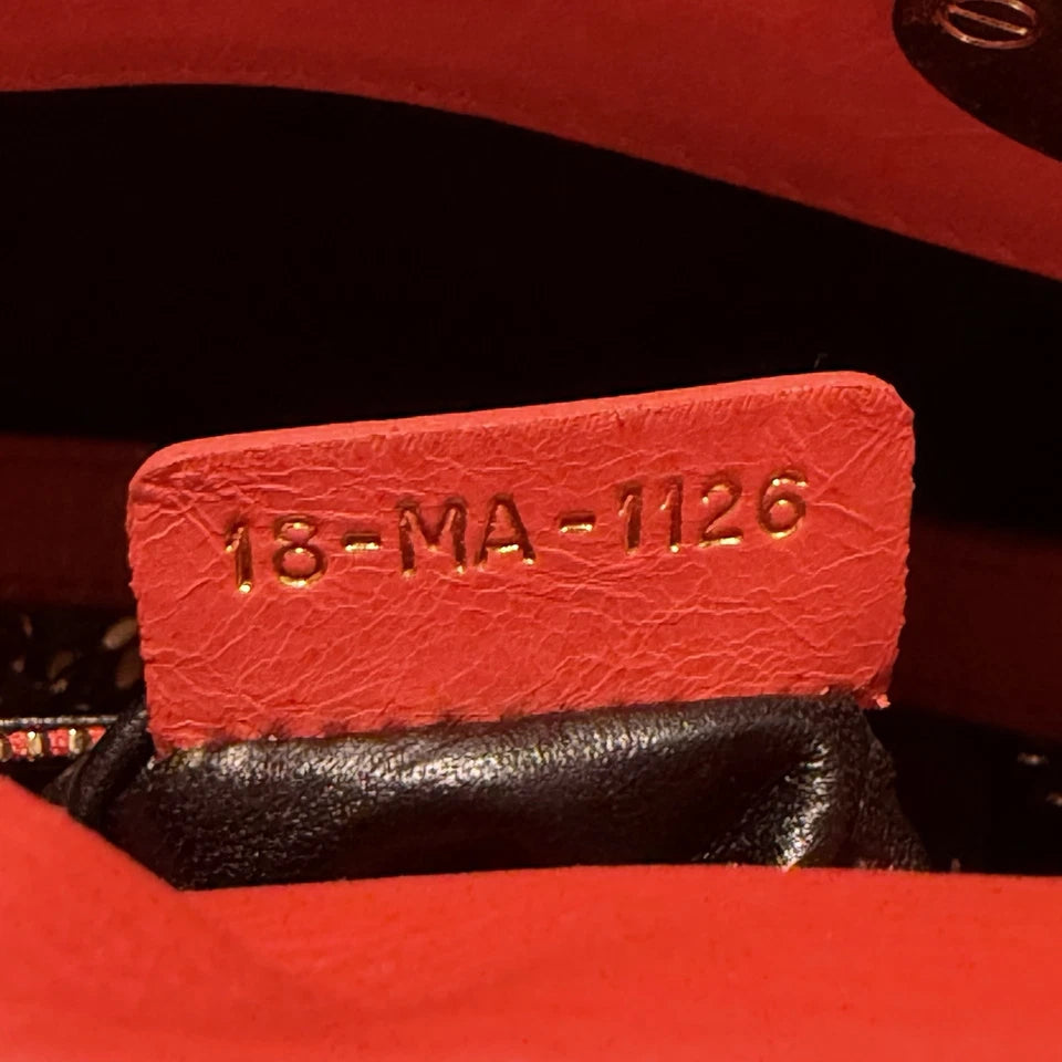 $6,000 Christian Dior Lady Dior Mini Red Sequin Embellished Calfskin Leather Bag