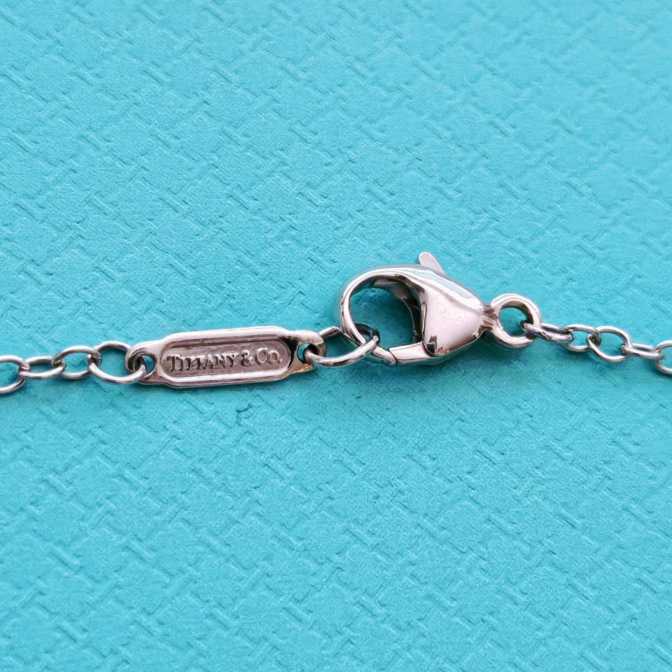 $6,000 Tiffany & Co. Bow Winged Station 0.7 CTW Diamond 18k White Gold Necklace