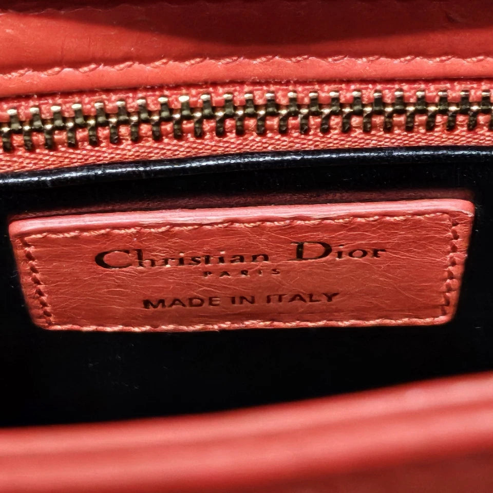 $6,000 Christian Dior Lady Dior Mini Red Sequin Embellished Calfskin Leather Bag
