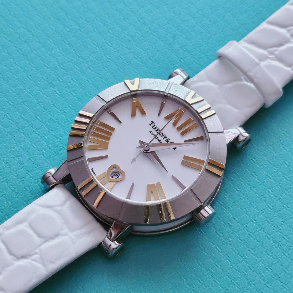 RARE Tiffany & Co. Stainless Steel Ceramic 18k Gold 30mm Atlas Automatic Watch