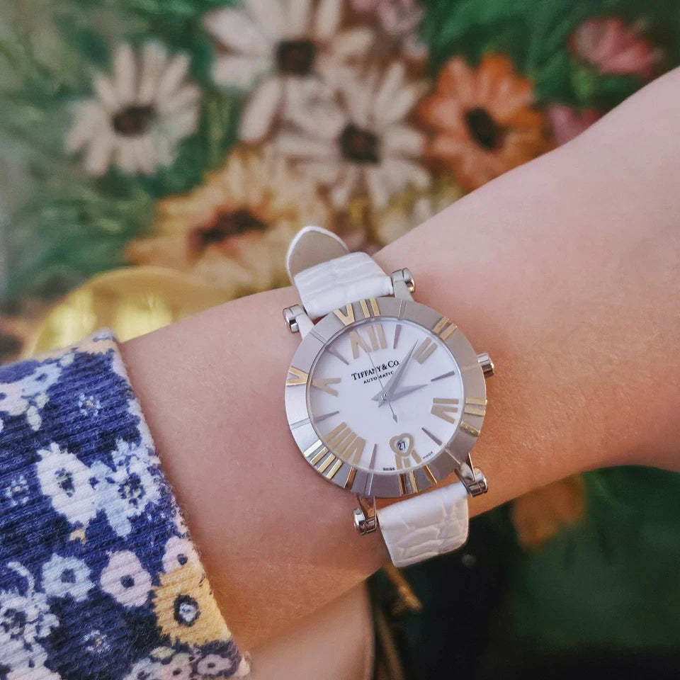 RARE Tiffany & Co. Stainless Steel Ceramic 18k Gold 30mm Atlas Automatic Watch