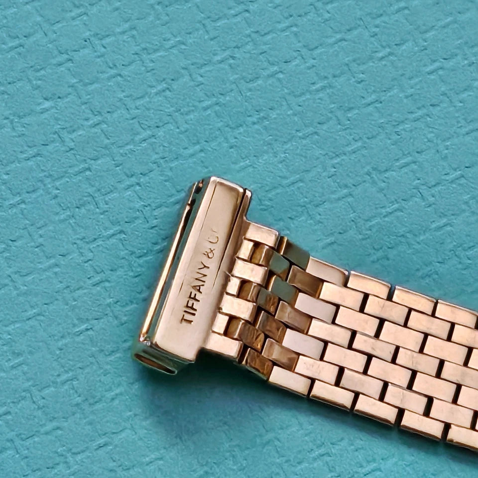 Vintage Tiffany & Co. 14k YG Platinum Diamond Ruby Mesh Bucker Adjustable Ring