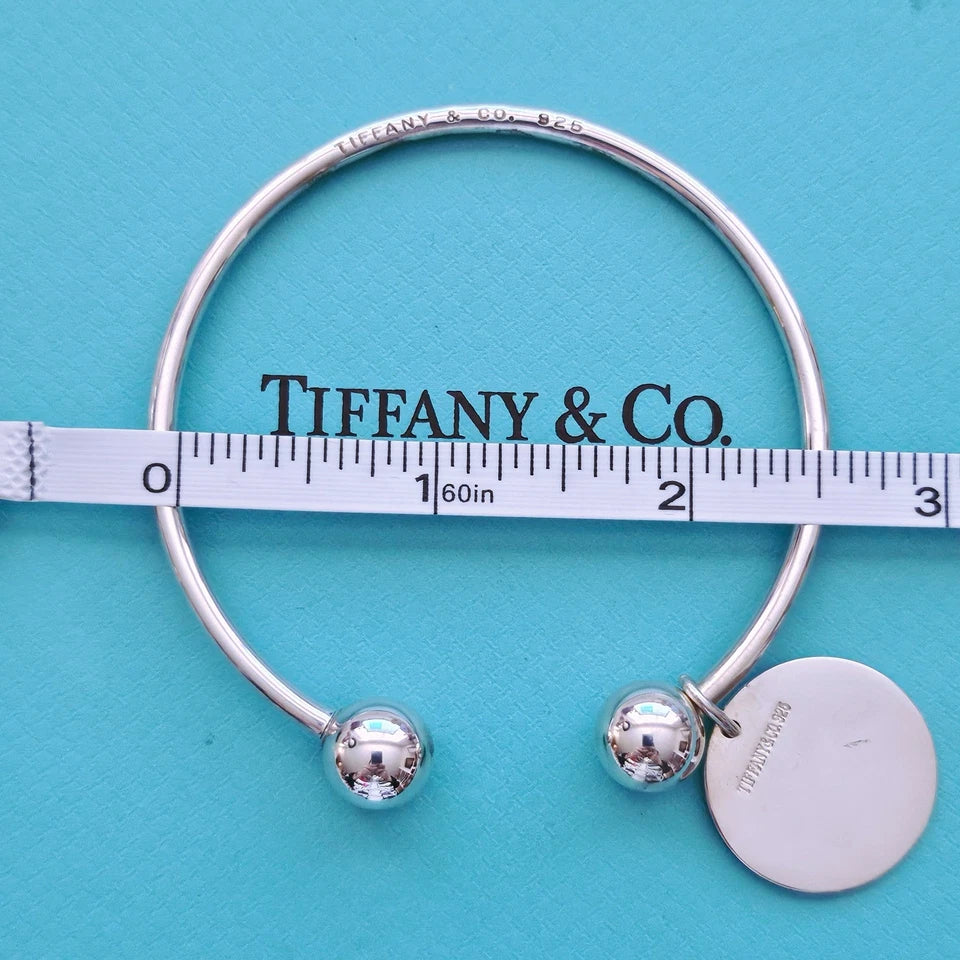 RARE Vintage Tiffany & Co. Hardwear Ball Twist Silver Wire Cuff Bracelet w Charm