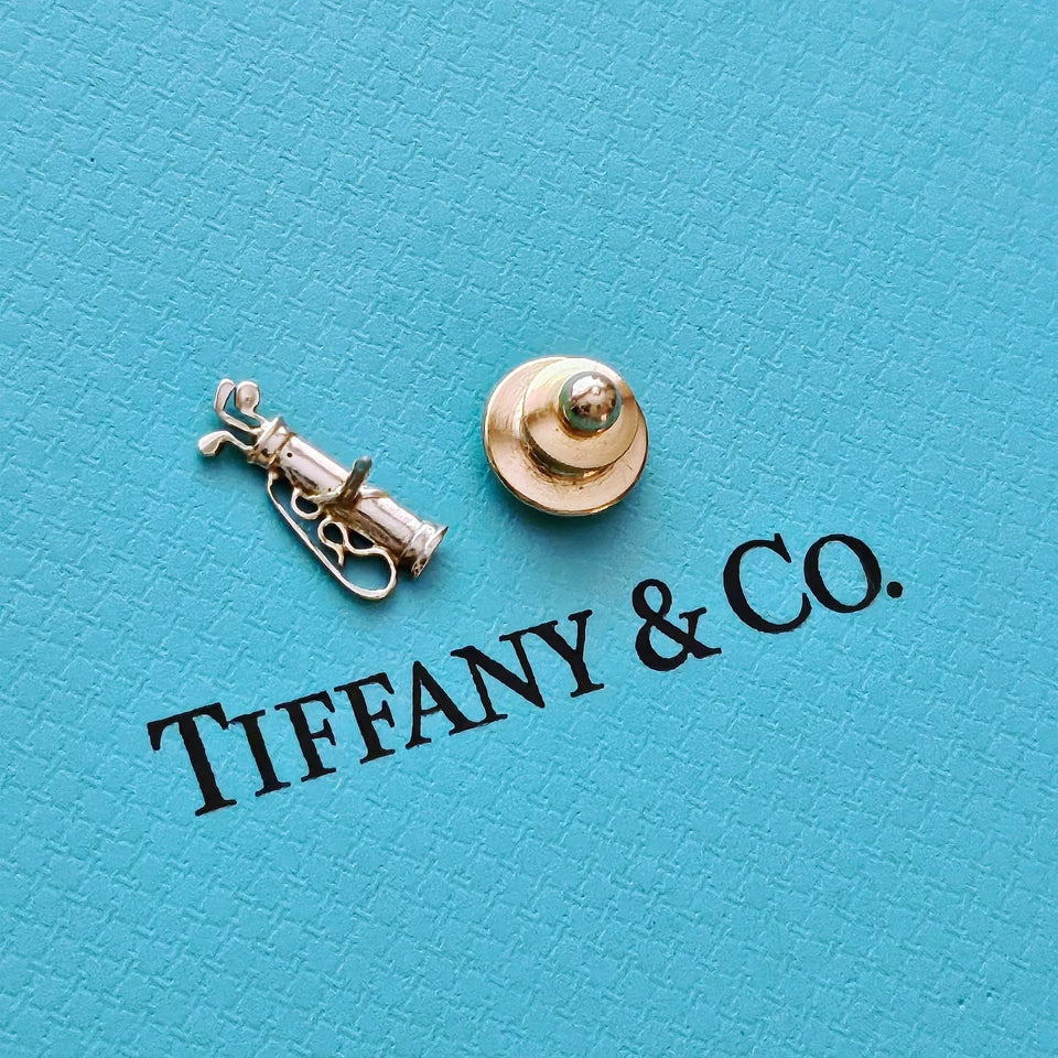 RARE Vintage Tiffany & Co. 14k Yellow Gold Enamel Golf Bag Tie Pin