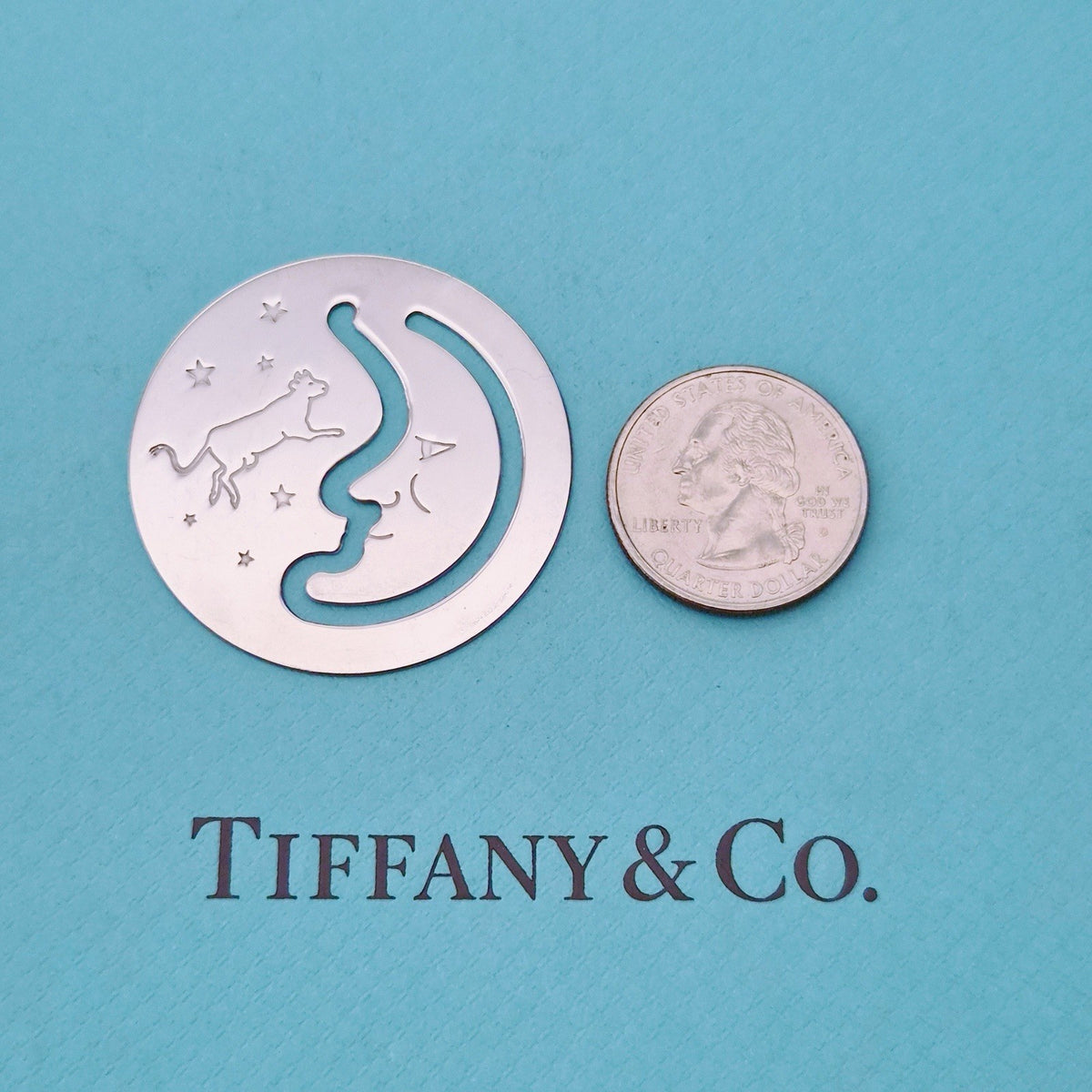 RARE Vintage Tiffany & Co. Cow Jumped Over The Moon Sterling Silver Bookmark