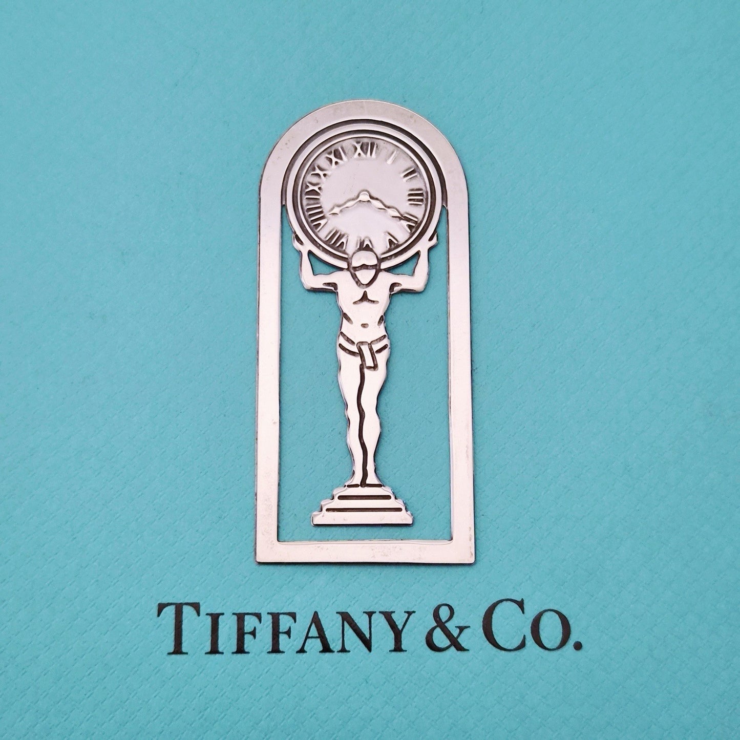 RARE Vintage Tiffany & Co. Atlas Clock Sterling Silver Bookmark