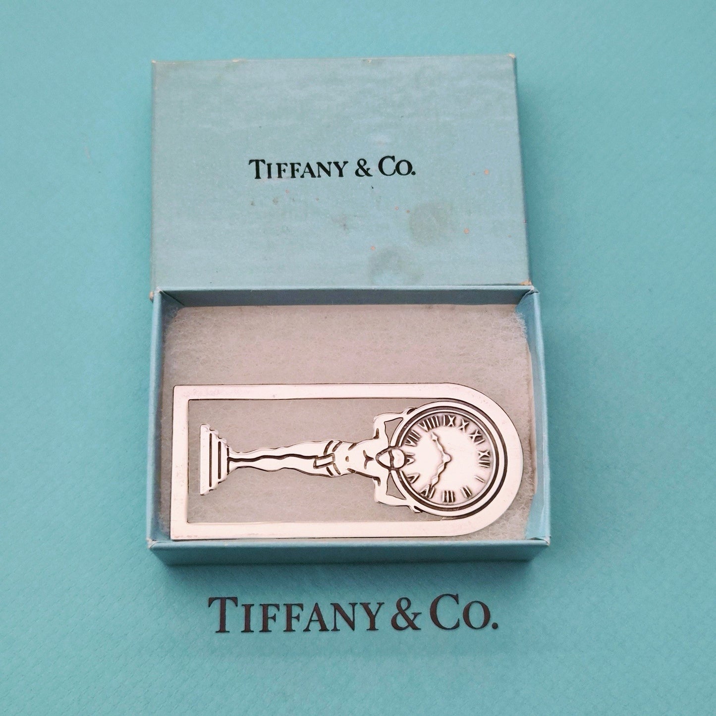 RARE Vintage Tiffany & Co. Atlas Clock Sterling Silver Bookmark