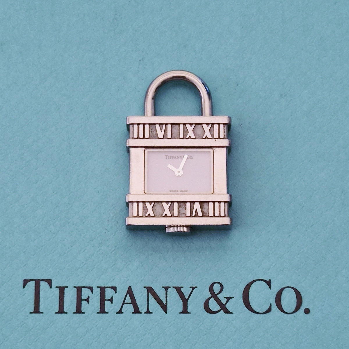 Tiffany & Co. Atlas Roman Numerals Padlock Stainless Steel Charm Pendant Watch