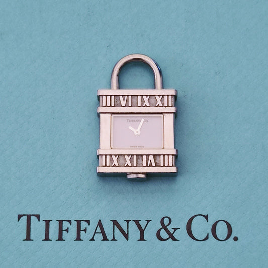 Tiffany & Co. Atlas Roman Numerals Padlock Stainless Steel Charm Pendant Watch