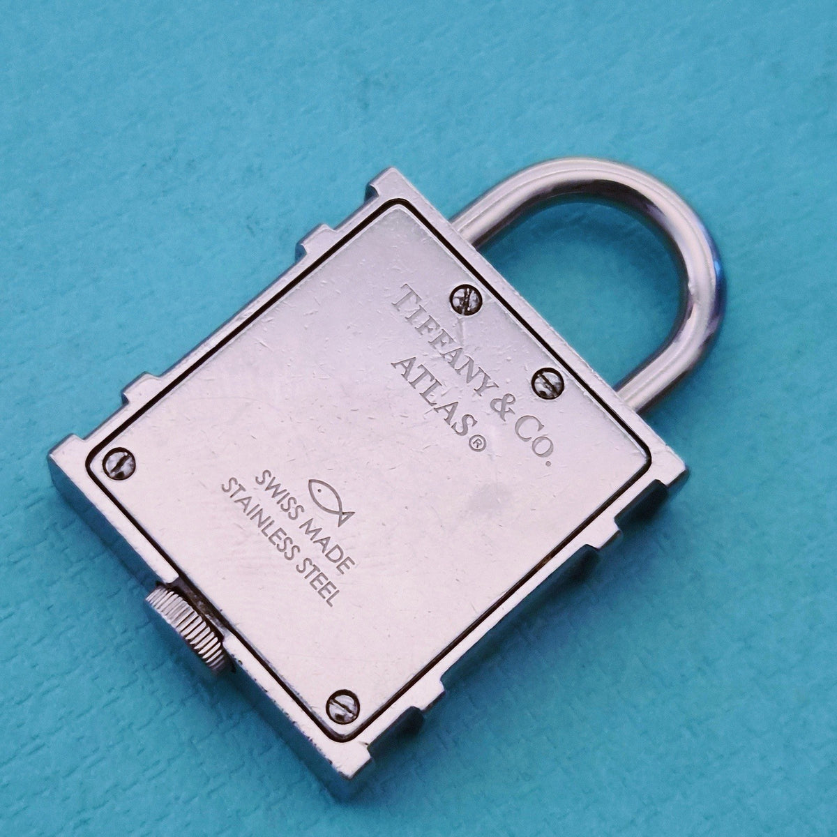 Tiffany & Co. Atlas Roman Numerals Padlock Stainless Steel Charm Pendant Watch