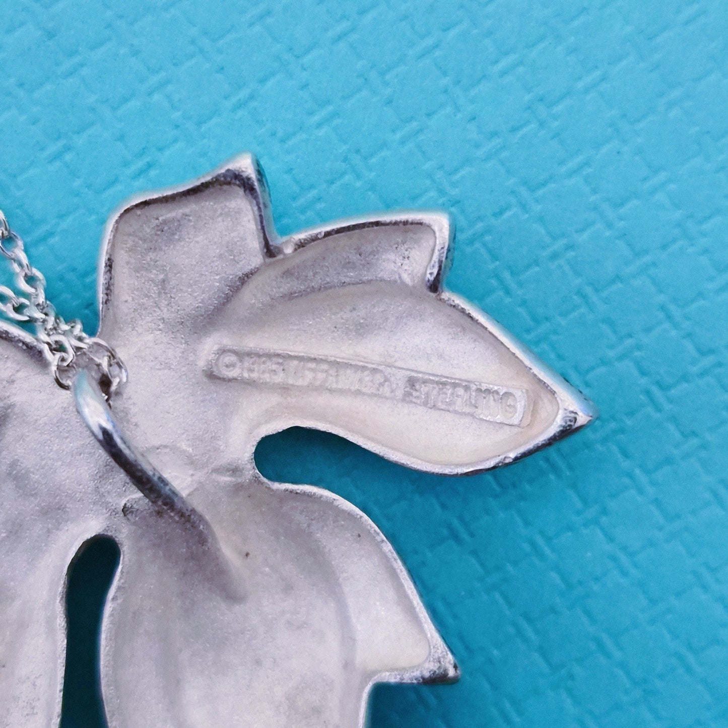 RARE Vintage Tiffany & Co. Maple Leaf Sterling Silver Pendant Necklace