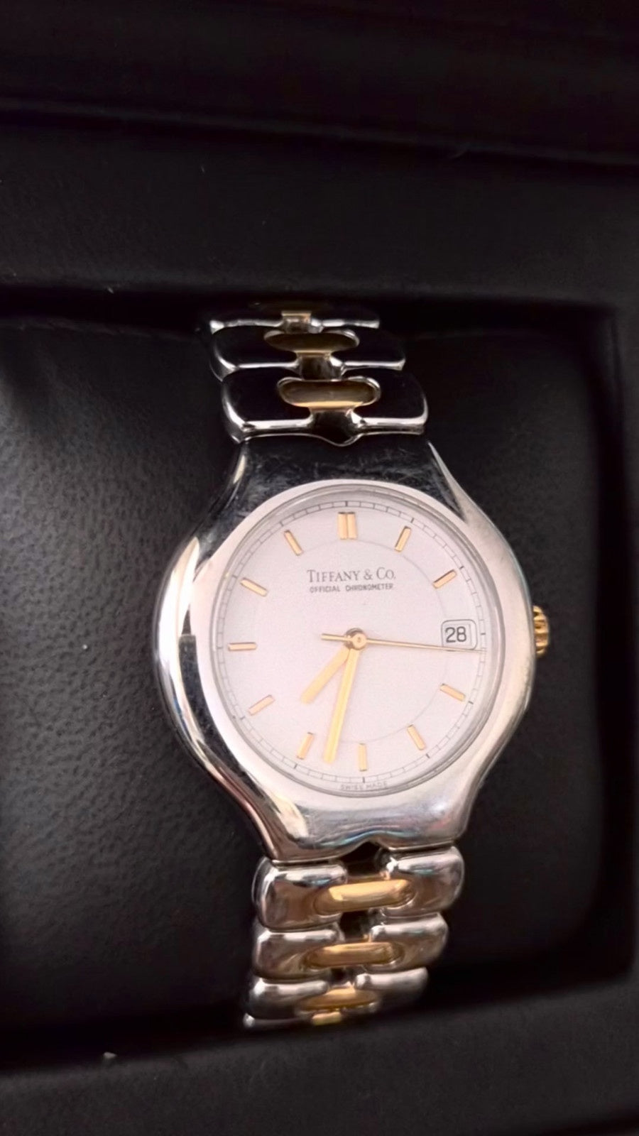 RARE Tiffany & Co. Automatic TESORO 18k Stainless Steel 2-Tone Quartz Watch 36mm