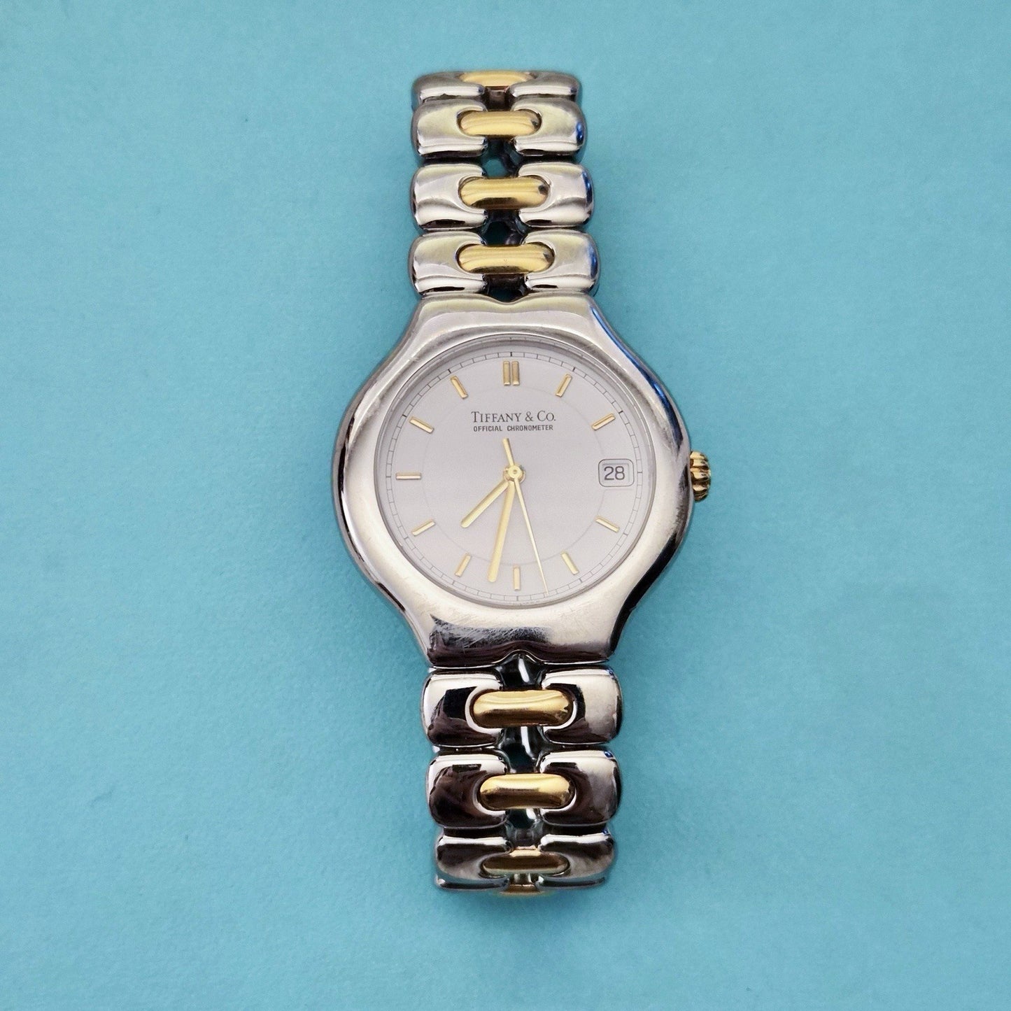 RARE Tiffany & Co. Automatic TESORO 18k Stainless Steel 2-Tone Quartz Watch 36mm