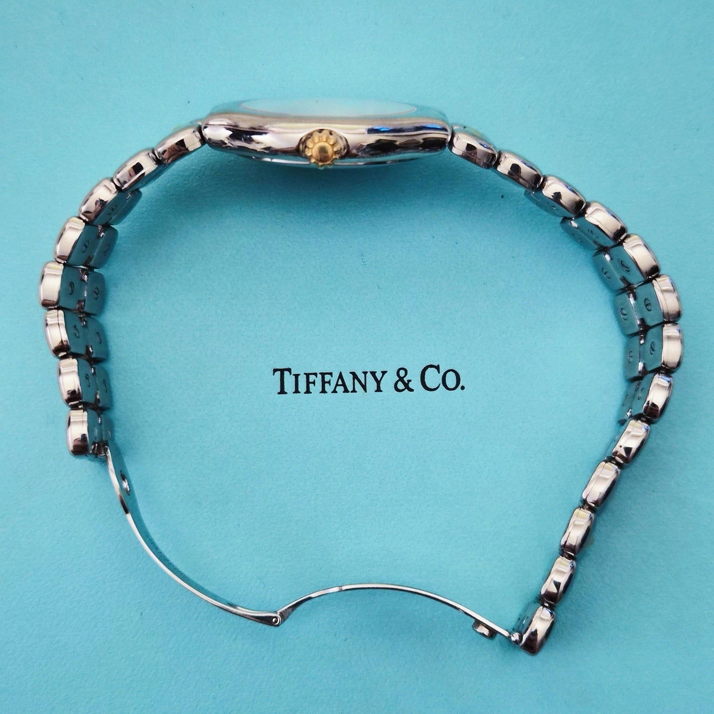 RARE Tiffany & Co. Automatic TESORO 18k Stainless Steel 2-Tone Quartz Watch 36mm