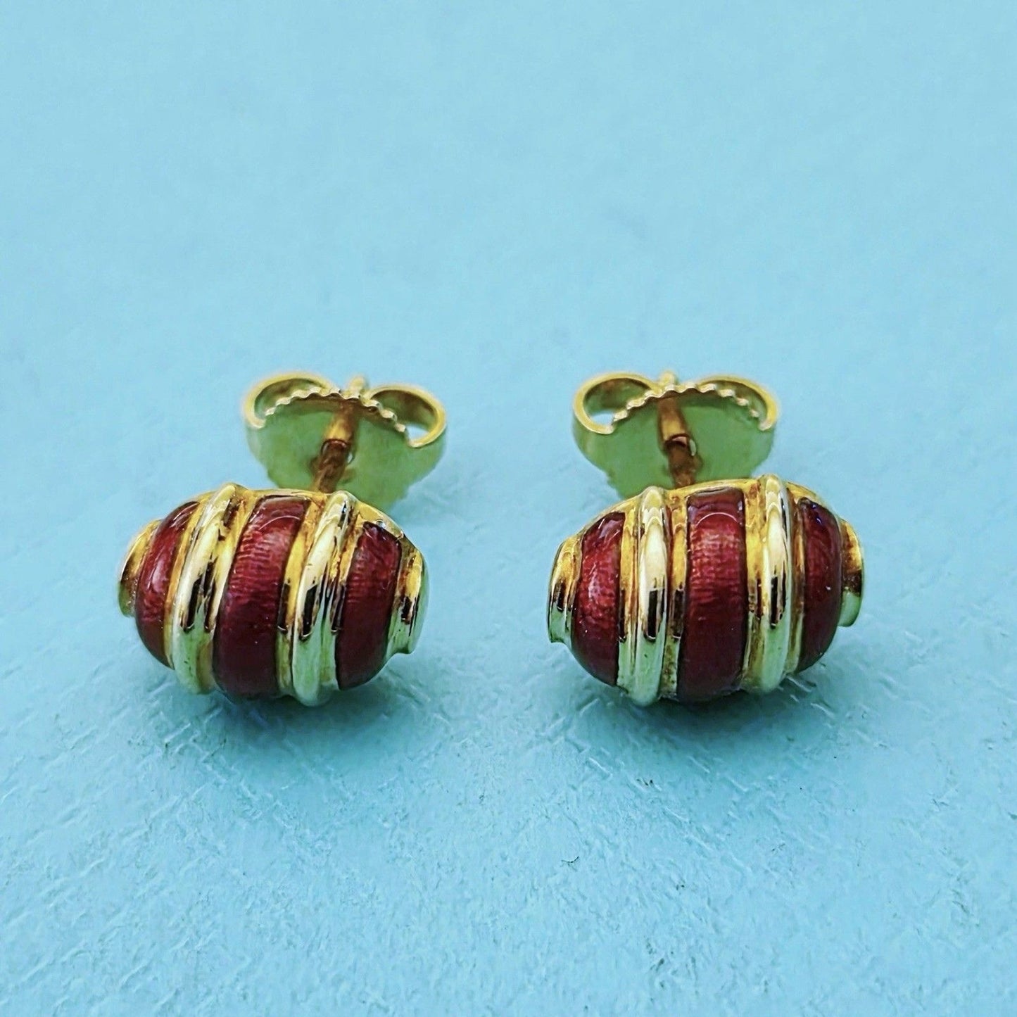 RARE Vintage Tiffany & Co. Schlumberger 18k Gold & Red Enamel Earrings