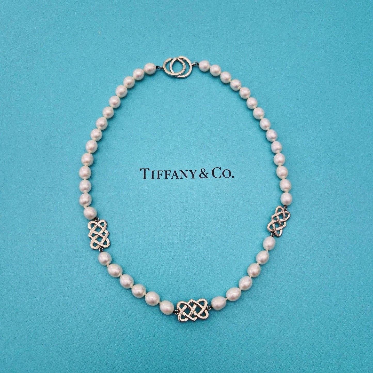 RARE Tiffany & Co. Paloma Picasso Freshwater Pearl Celtic Knot Bead Necklace