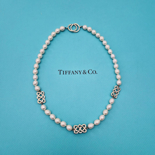 RARE Tiffany & Co. Paloma Picasso Freshwater Pearl Celtic Knot Bead Necklace