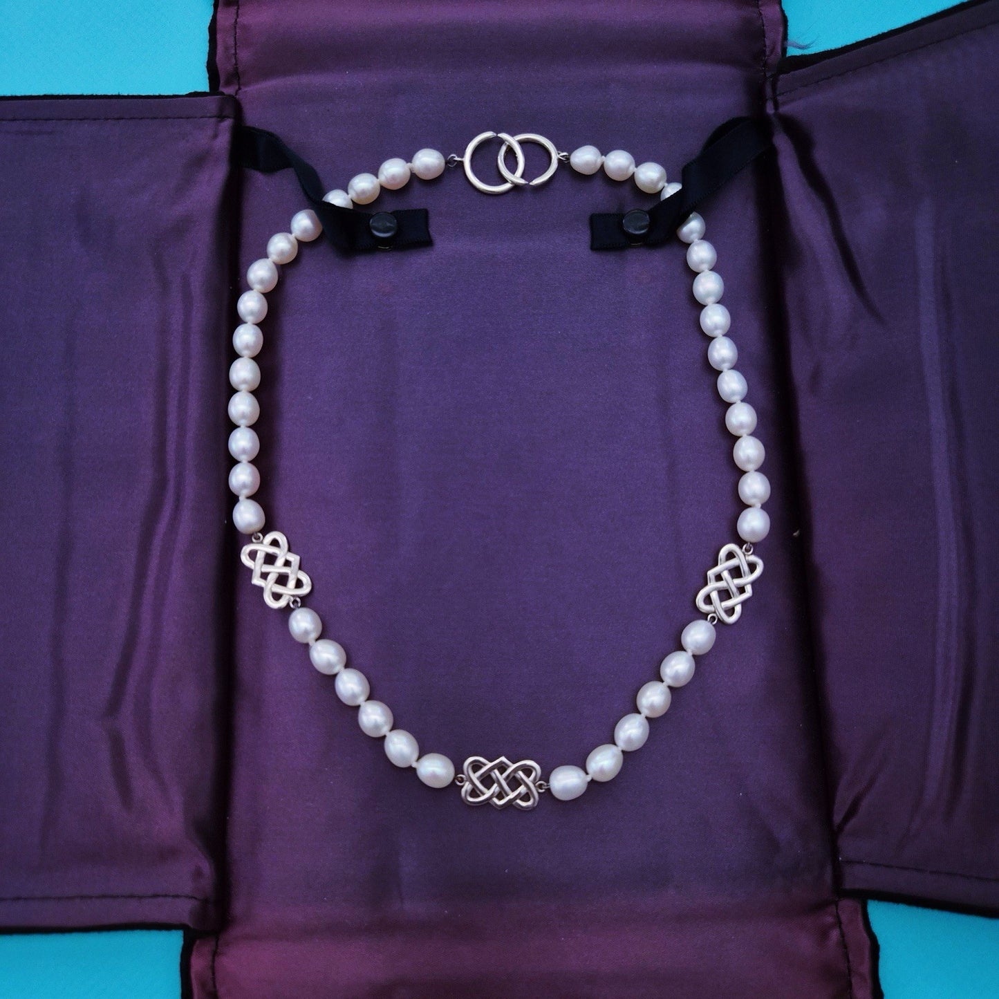 RARE Tiffany & Co. Paloma Picasso Freshwater Pearl Celtic Knot Bead Necklace