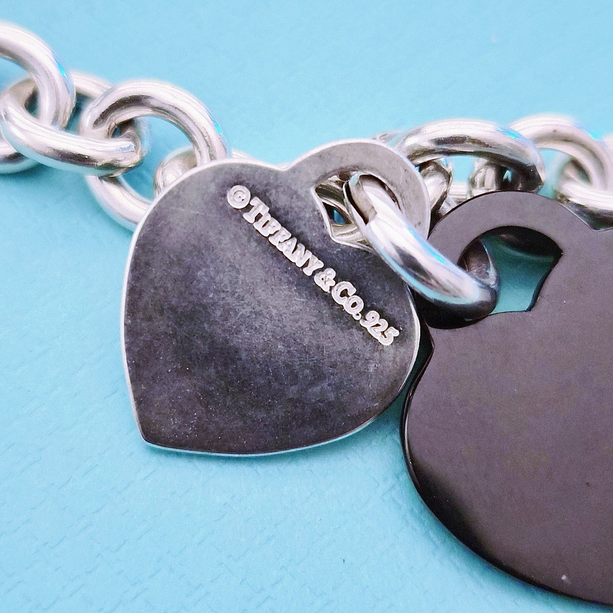 RARE Tiffany & Co. RTT Silver Heart Tag x Onyx Heart Removable Pendant Necklace