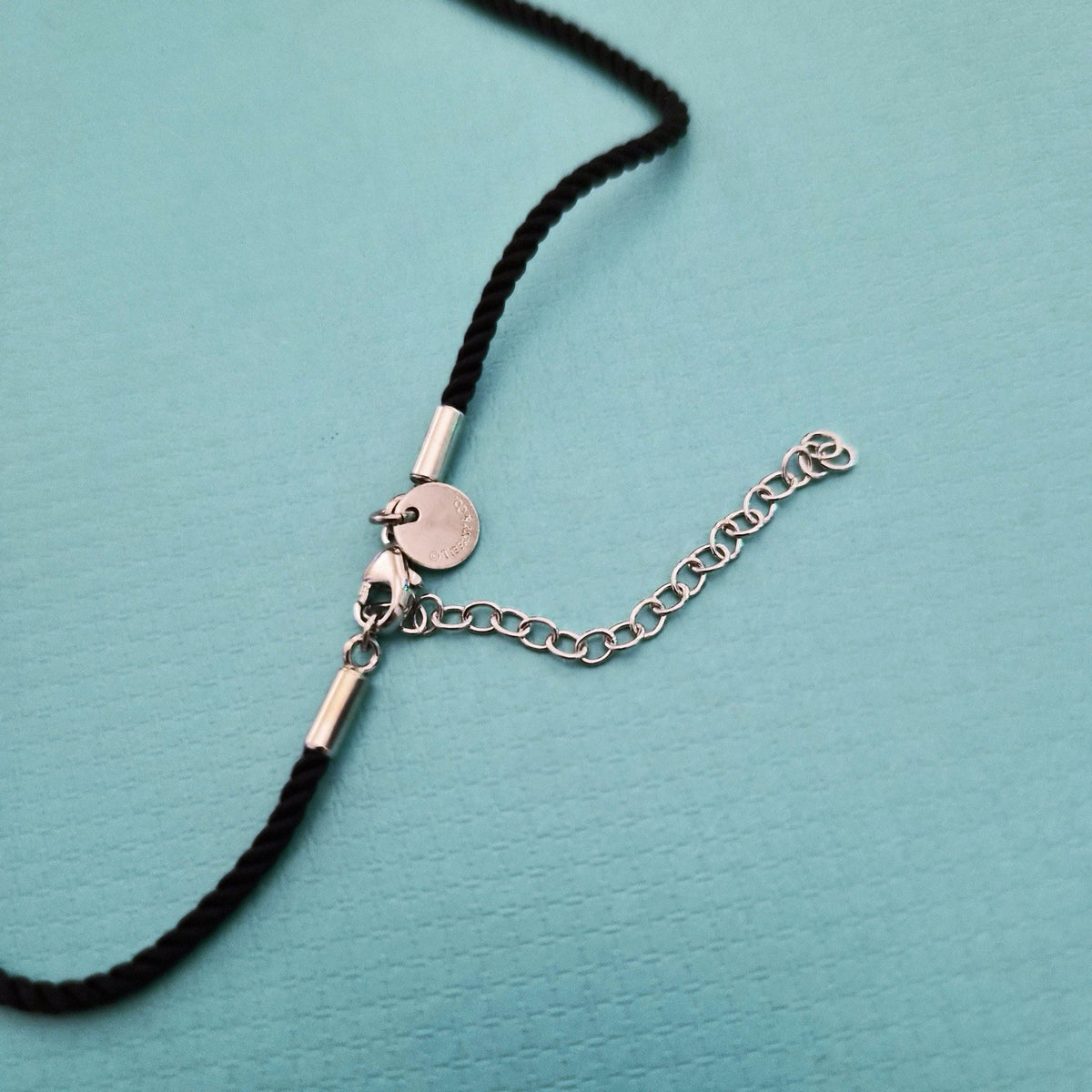 RARE Tiffany & Co. Etoile 5 Diamond Heart Pendant Black Silk Cord Necklace