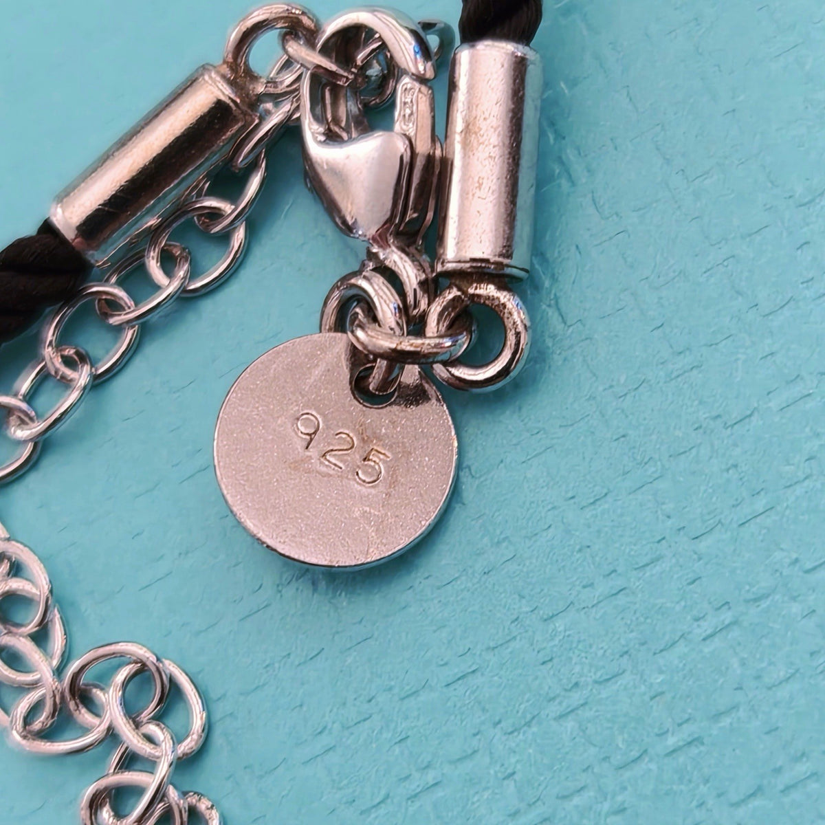 RARE Tiffany & Co. Etoile 5 Diamond Heart Pendant Black Silk Cord Necklace