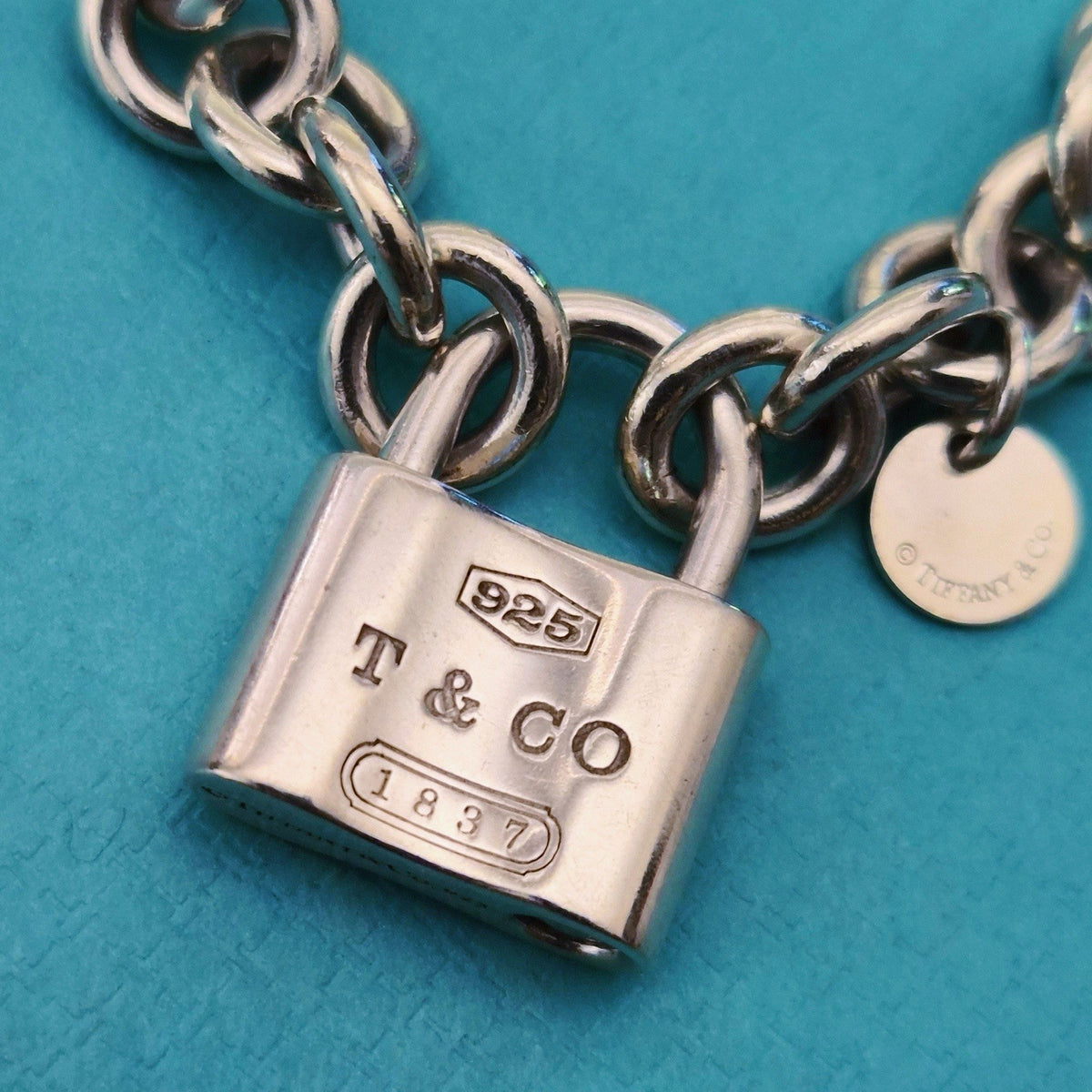 Tiffany & Co. Sterling Silver 1837 Lock Padlock Charm 7 in Bracelet