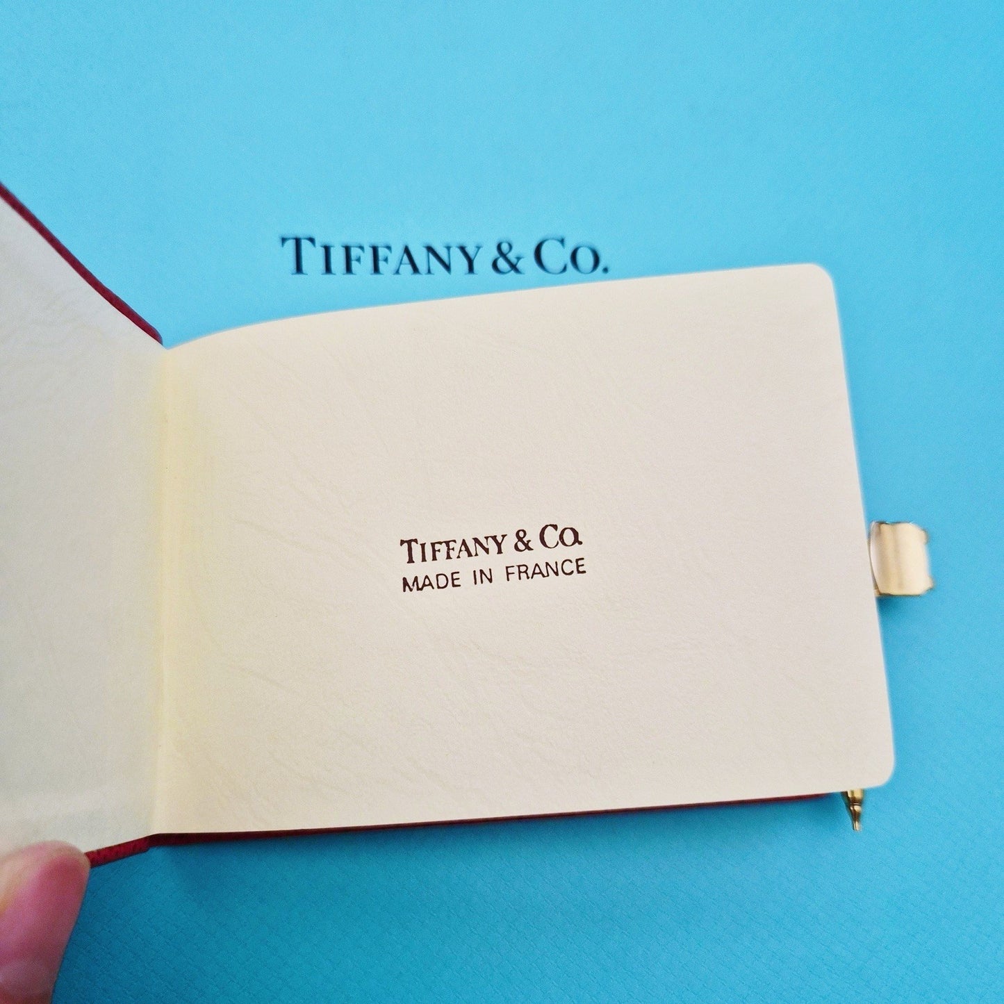 RARE Vintage Tiffany & Co. Red Leather Address Book Planner Gold Tone Pen France