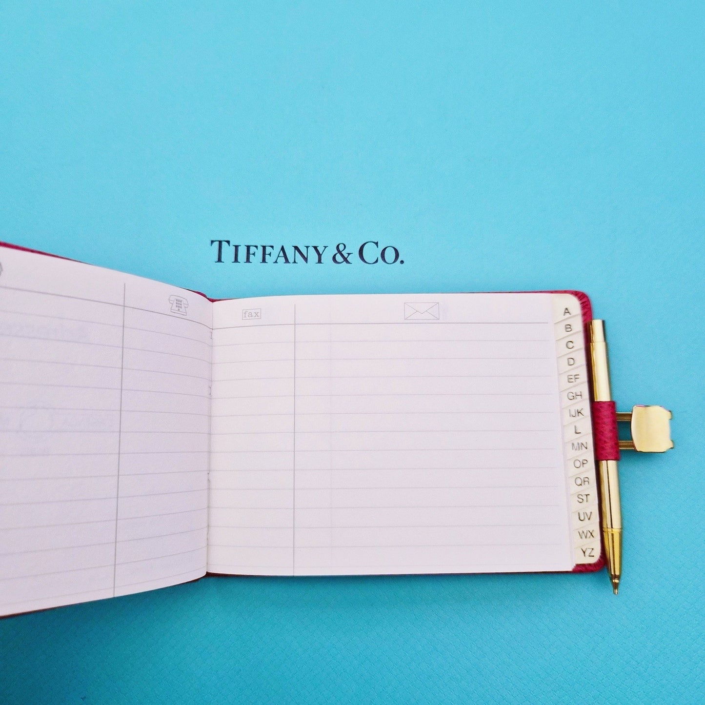 RARE Vintage Tiffany & Co. Red Leather Address Book Planner Gold Tone Pen France