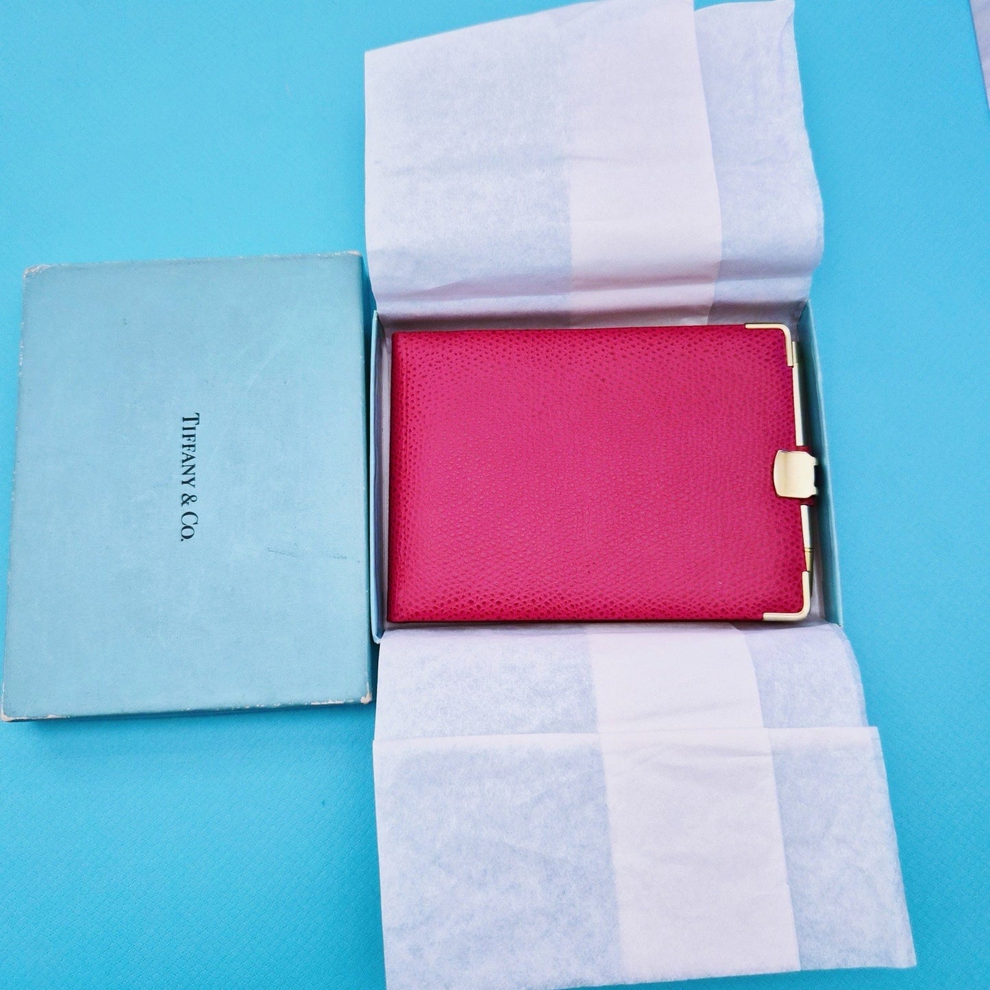 RARE Vintage Tiffany & Co. Red Leather Address Book Planner Gold Tone Pen France