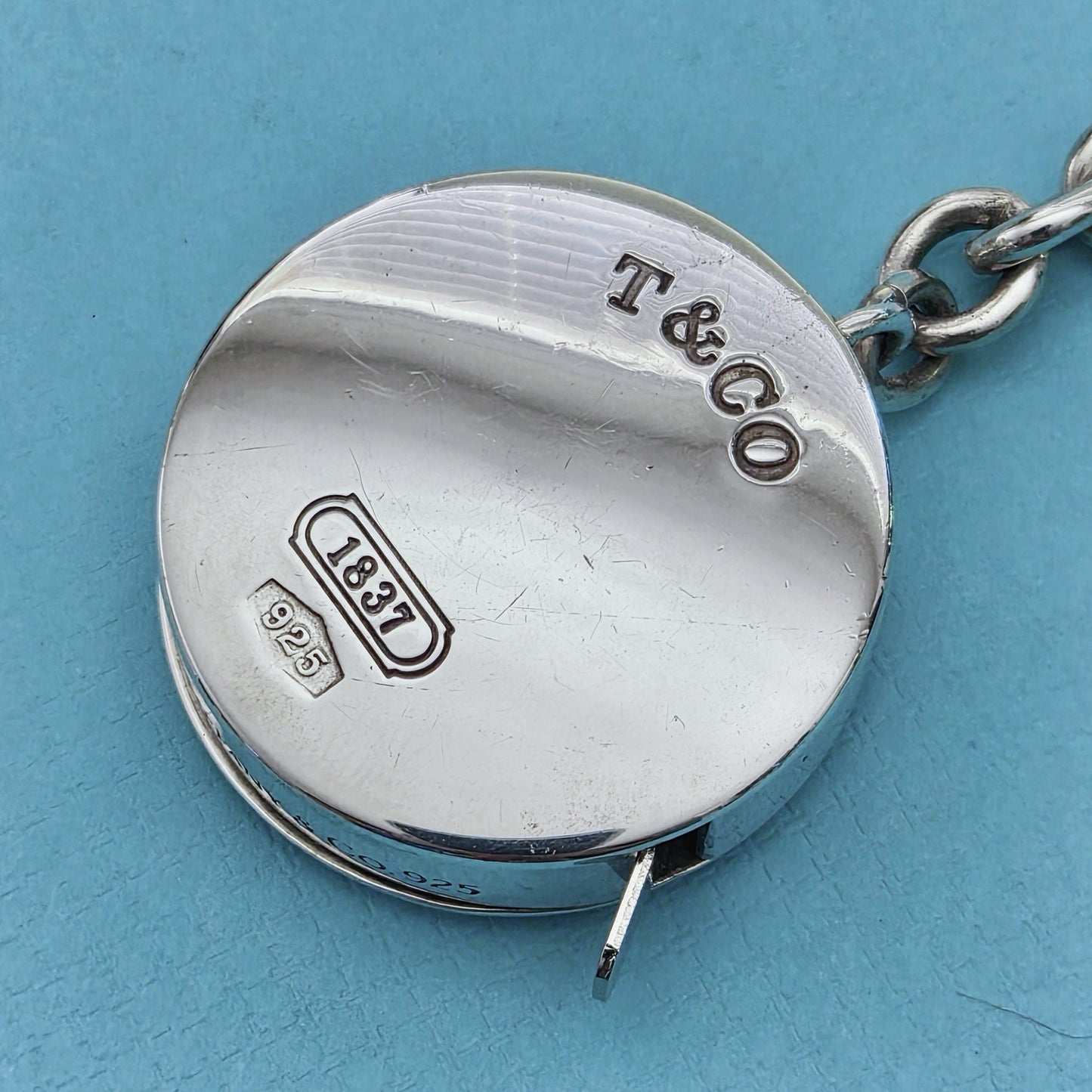 RARE Tiffany & Co. 1837 Retractable Tape Measure Silver Key Ring Keychain