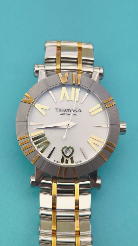 RARE Tiffany & Co. Stainless Steel Ceramic 18k Gold 30mm Atlas Automatic Watch