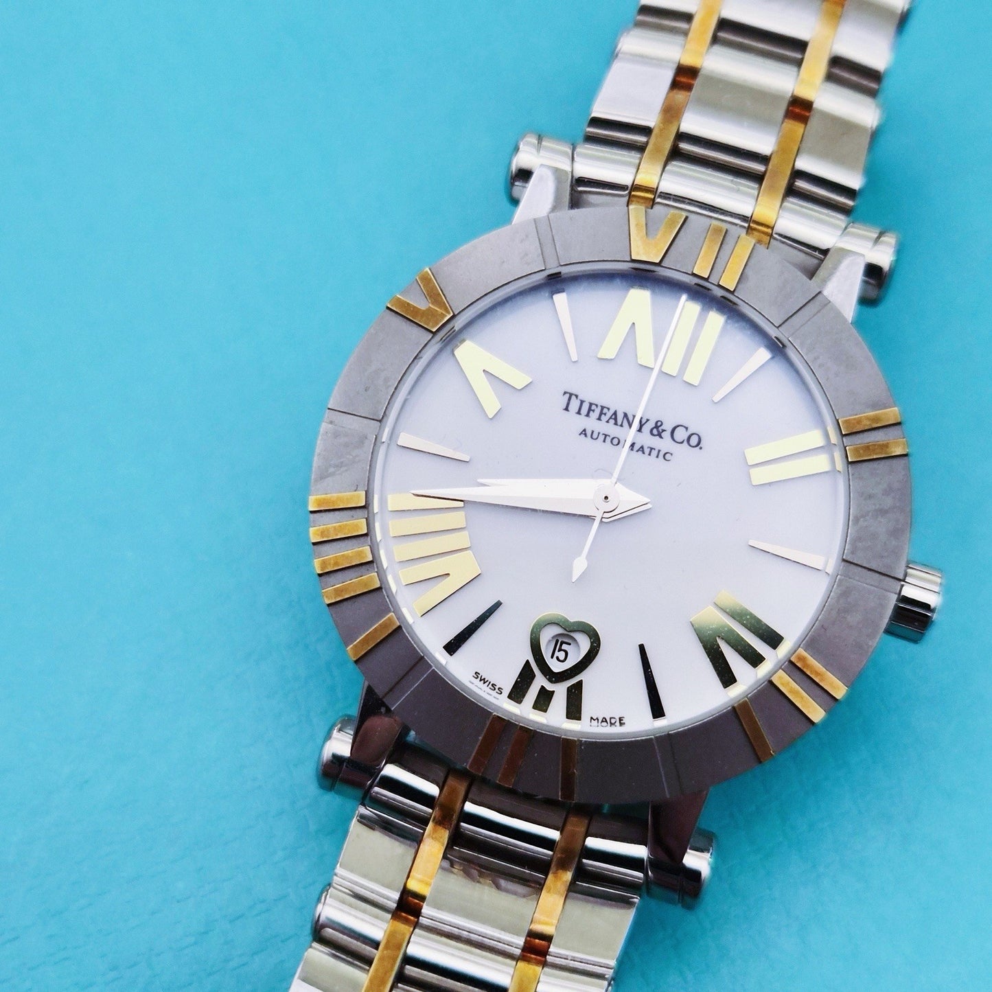 RARE Tiffany & Co. Stainless Steel Ceramic 18k Gold 30mm Atlas Automatic Watch