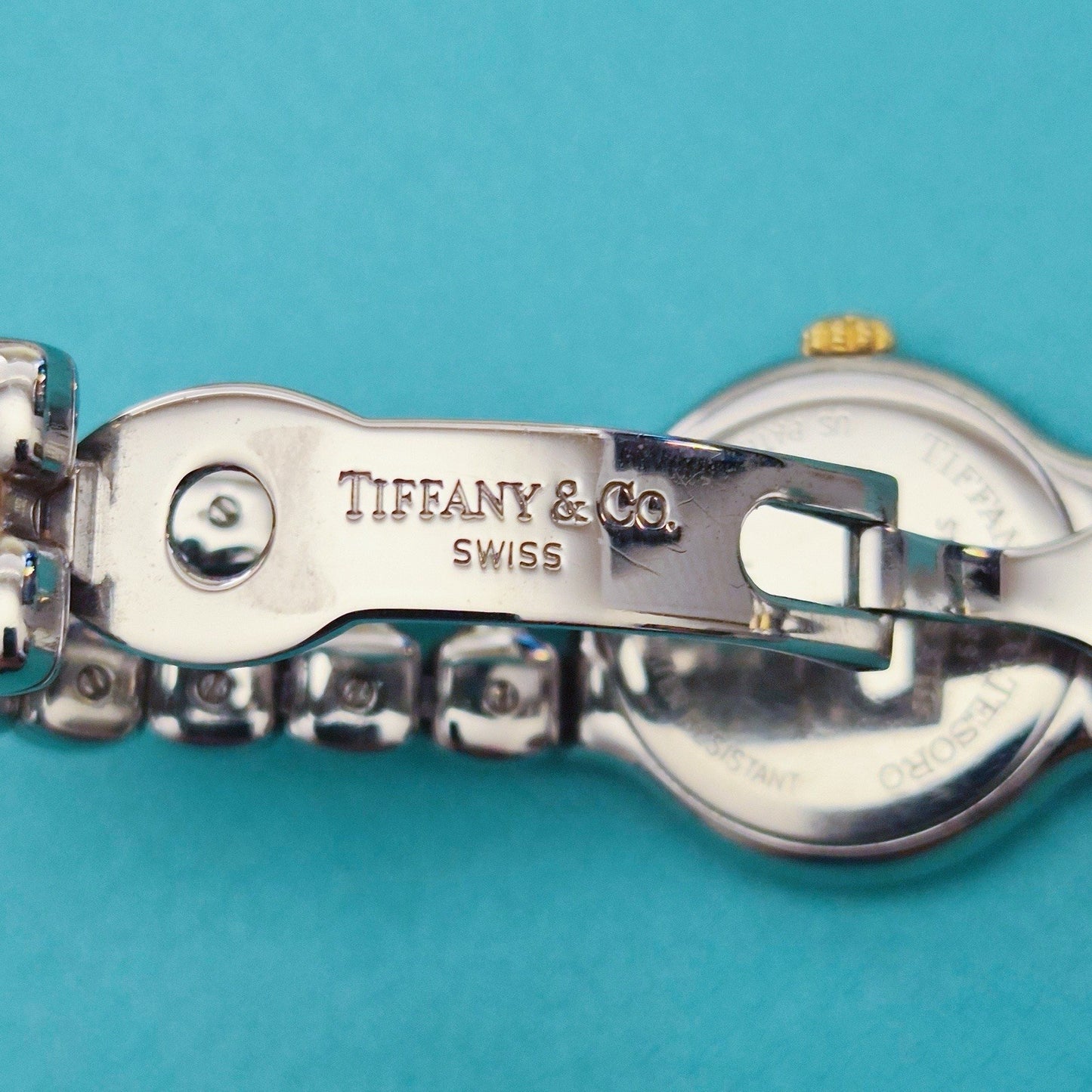 Vintage Tiffany & Co. Tesoro Diamond Black Dial 18K Gold Stainless Steel Quartz