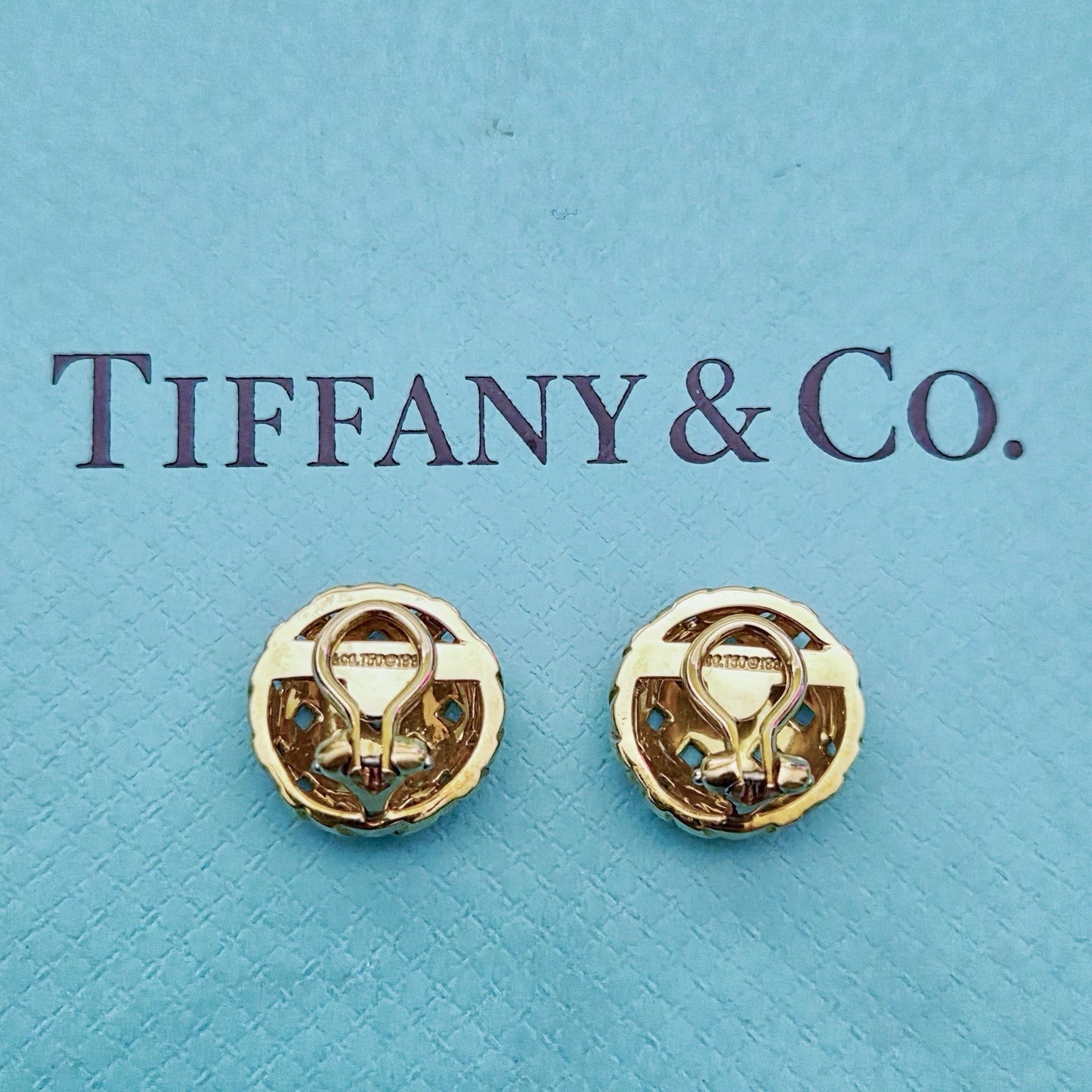Vintage 1995 Tiffany & Co. Vannerie 18K Yellow Gold Clip-On Earrings
