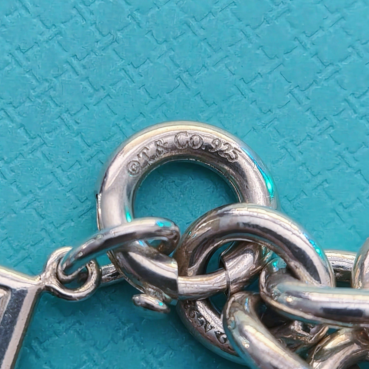 Tiffany & Co. 727 Fifth Avenue Envelope Diamond Charm Bracelet Silver 7.25in