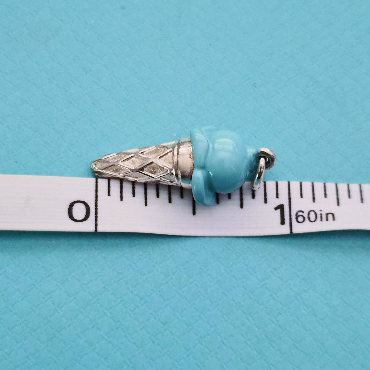 RARE Retired Tiffany & Co. Blue Enamel Ice Cream Cone Silver Charm Pendant