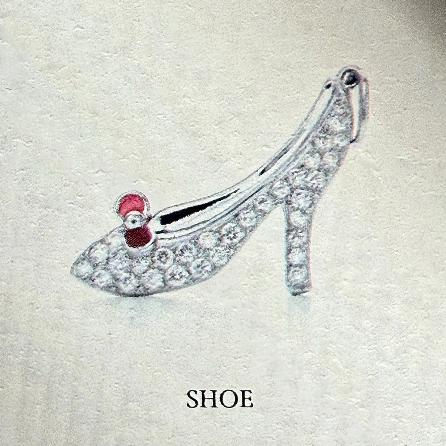 RARE Tiffany & Co. Red Enamel Bow Diamond High Heels Shoes PT950 Charm Pendant.