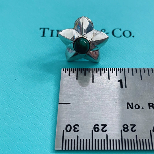 RARE Retired Tiffany & Co. Malachite Star Sterling Silver 18K Single Stud Earring