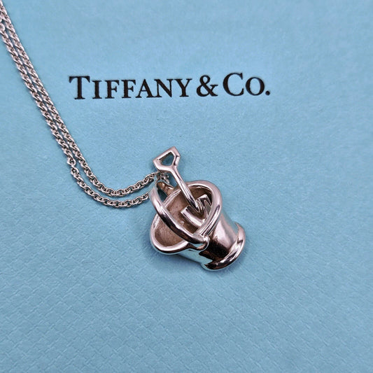 RARE Vintage 1991 Tiffany & Co. Sterling Silver Bucket Shovel Necklace